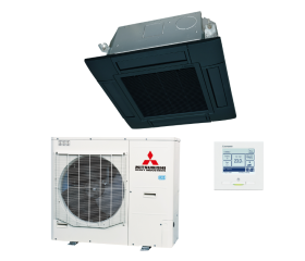 Mitsubishi Heavy Cassette single-split set Micro inverter FDT100VH 10,0 kW inclusief mat zwart (RAL9005) paneel en bedrade wandbediening