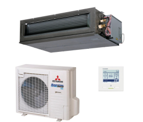 Mitsubishi Heavy Satelliet single-split set Hyper inverter FDU71VH+FDC71VNX-W 7,1 kW kanaalmodel inclusief bedrade wandbediening